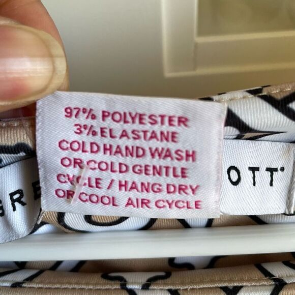 Gretchen Scott Dress Womens M Piazza Jersey Corset Sheath Tan Ruched Preppy - Picture 5 of 5